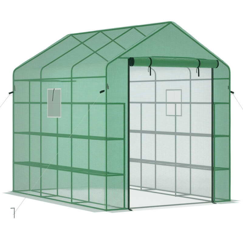 Hobby Greenhouse, Green, 7' H x 6' W x 8' D