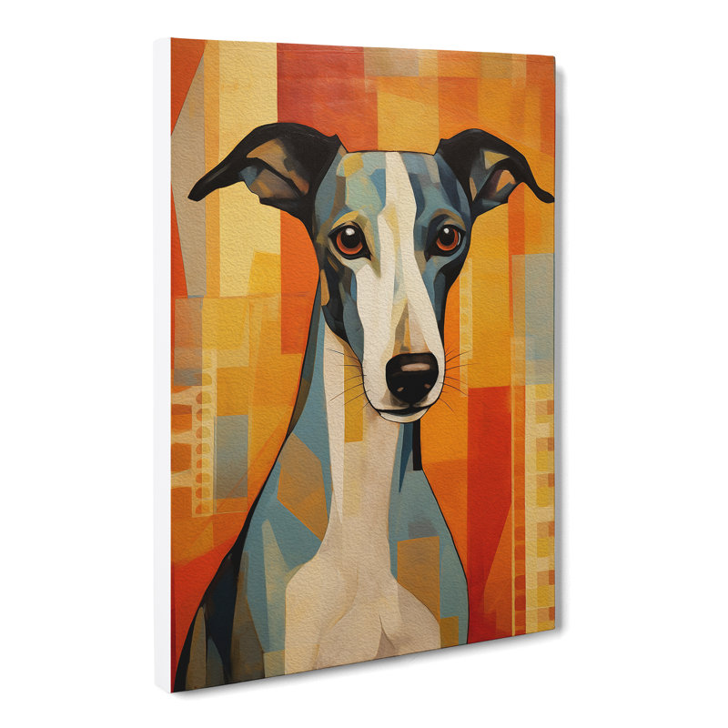 Greyhound Deco No.4 - Wrapped Canvas, 76cm H x 50cm W x 3cm D
