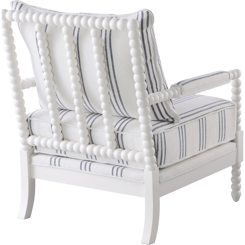 Fauteuil d'appoint bleu marine et blanc - Chaise confortable, tendance et rayée pour le salon, style avec rembourrage