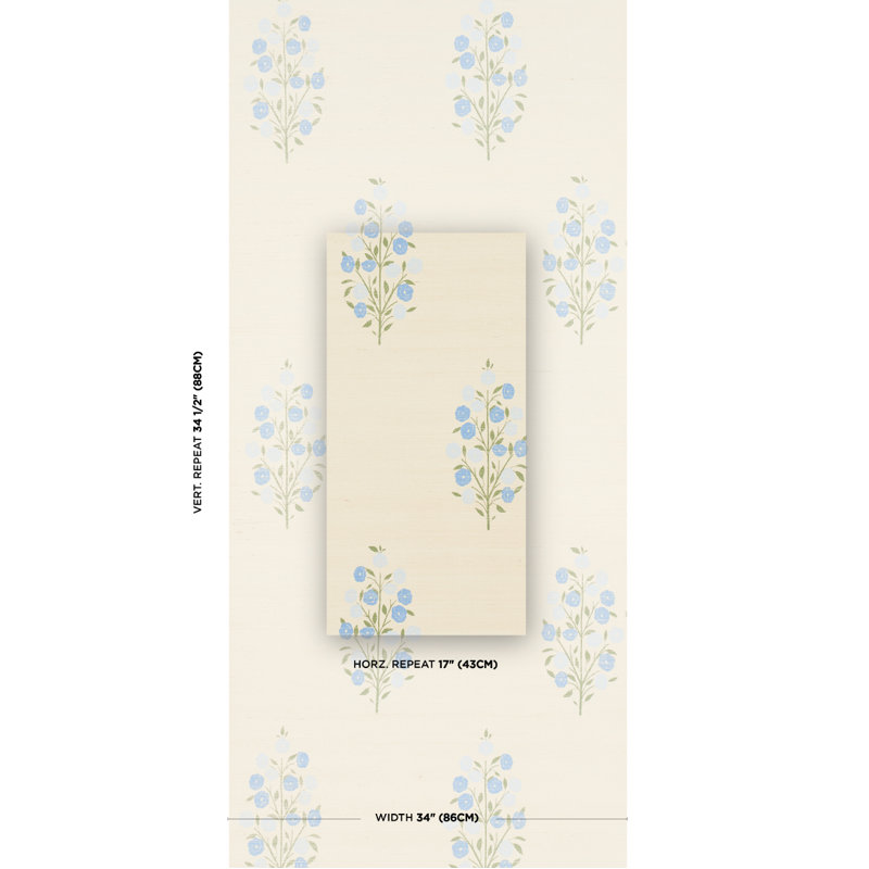 Papier peint en sisal Josepha, Bleu