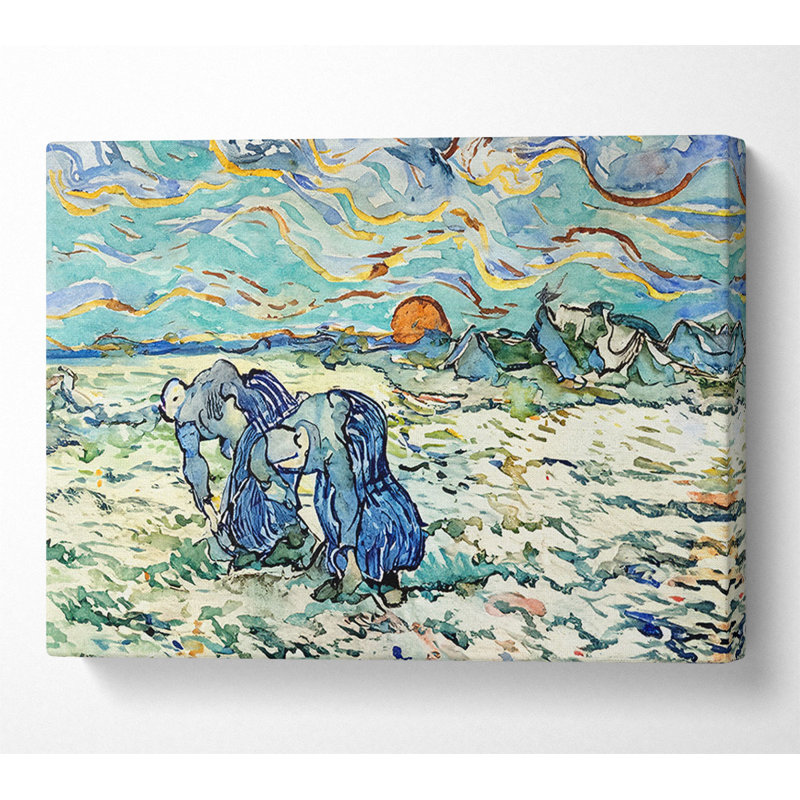 Van Gogh Two Digging A Grave In The Snow - Wrapped Canvas Print, 66cm H x 106.6cm W x 10cm D