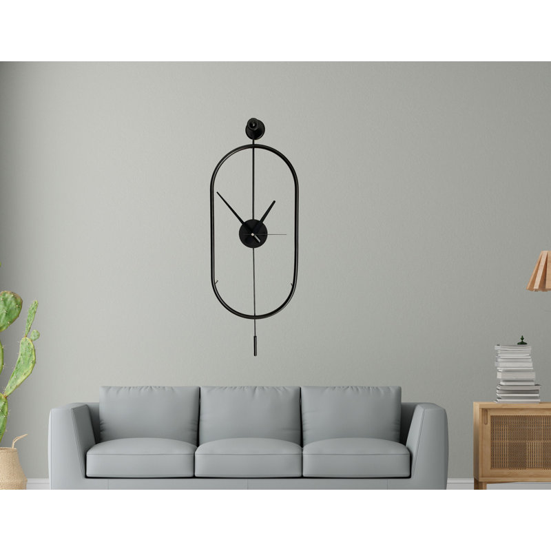 Elegant Decorative Metal Wall Clock, Black, 11.0 x 31.5 x 2.8 inches | 100% Durable Metal Construction, Lightweight at 5.5 lbs | Perfect for Modern Home Decor & Office Spaces, Stylish and Functional Design