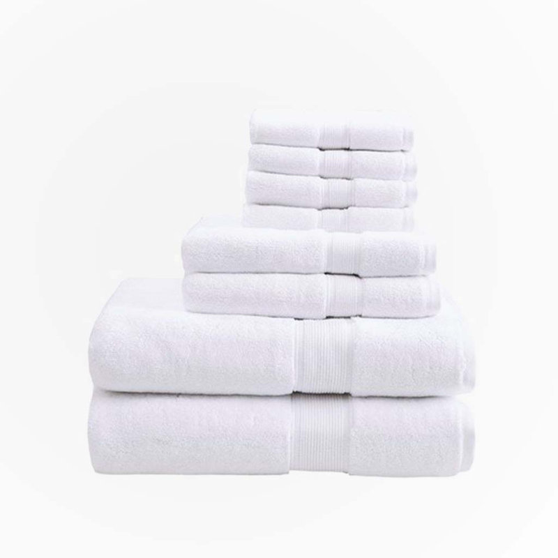 Gracie Mills Eulalia 800 GSM Cotton 8-Piece Antimicrobial Towel Set, White