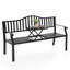 E-Coated Metal Frame Outdoor Bench with Backrest & Built-In Side Table