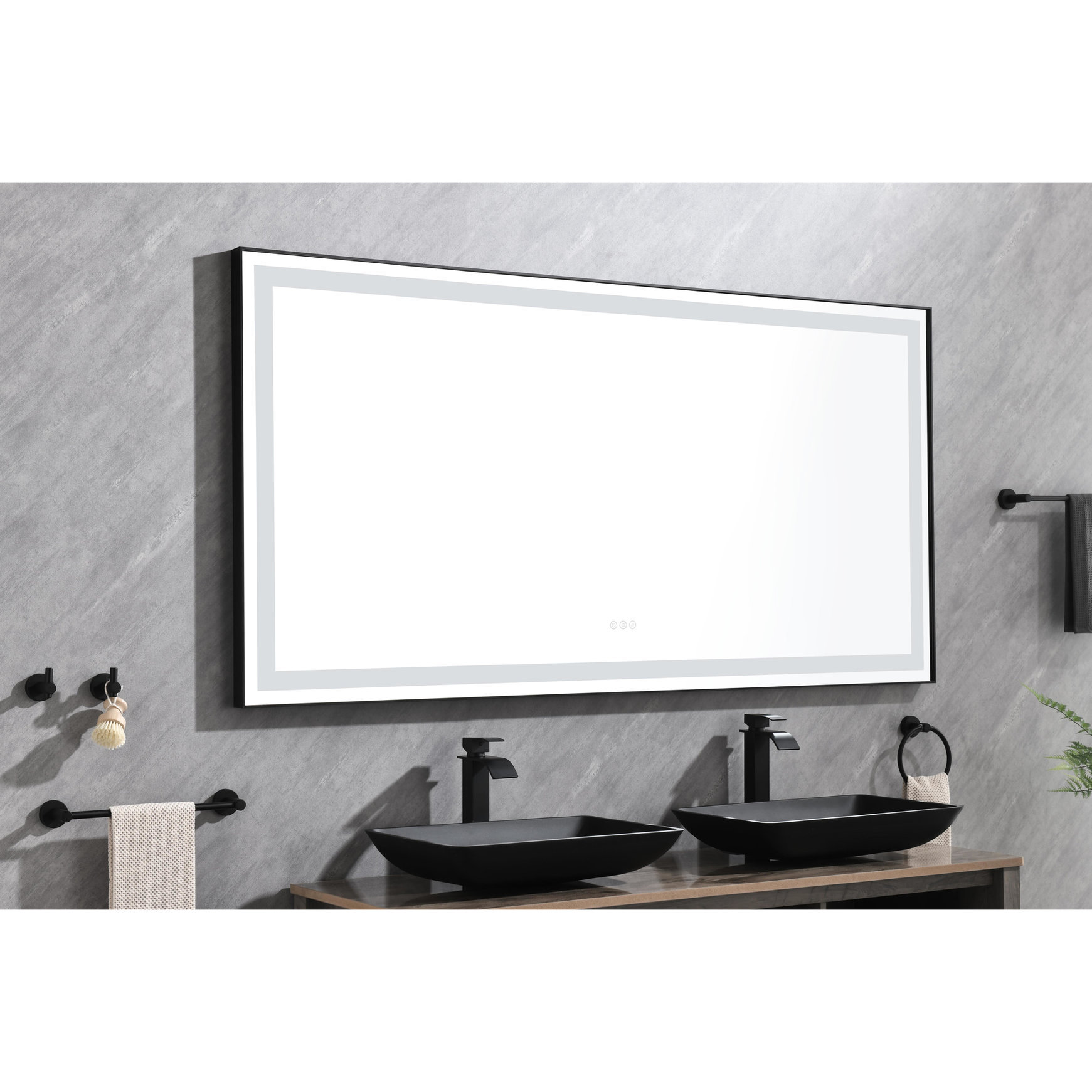 Orren Ellis Led Bathroom Mirror, Wall Mounted, Aluminum Alloy Frame ...