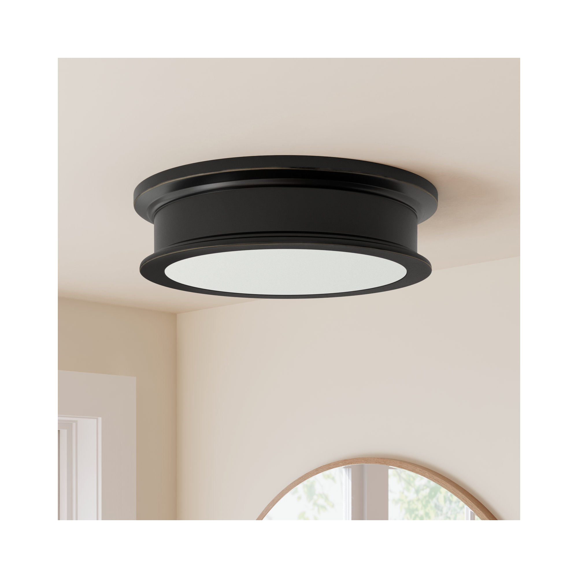 Rosanne 3 Light Glass Flush Mount, Classic Bronze
