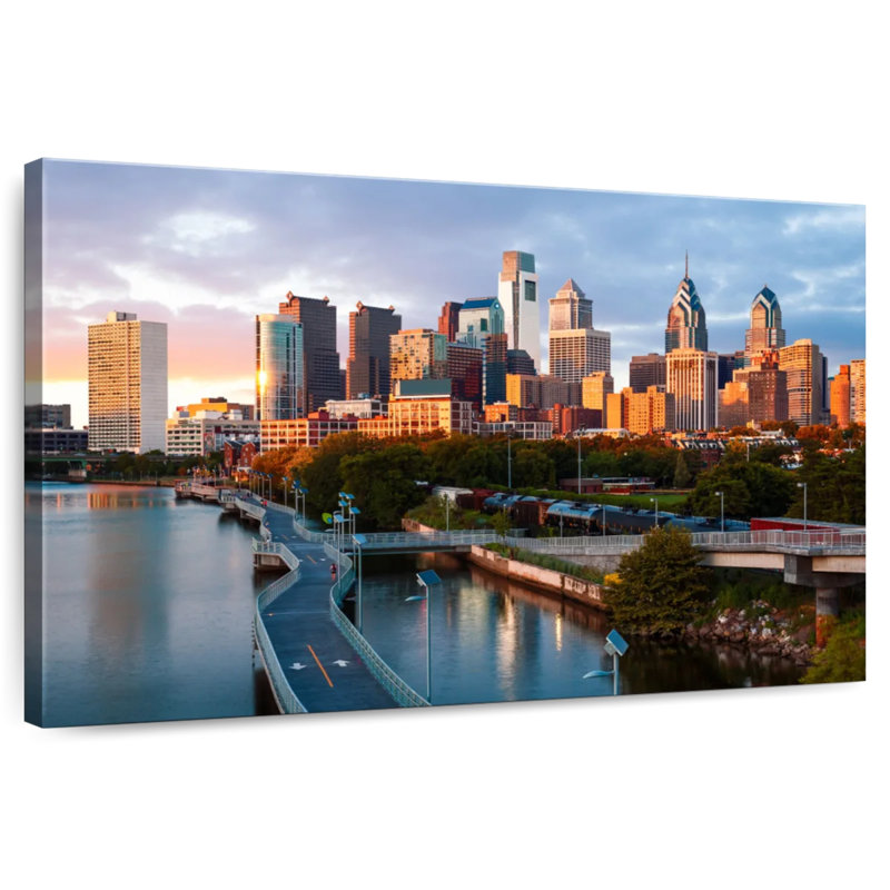 Philadelphie, promenade et horizon, H 16 po x l 24 po