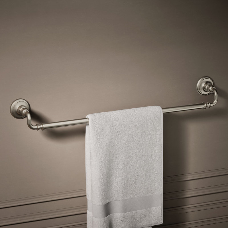 Artifacts Wall Mounted Towel Bar, Nickel brossé éclatant, H 3 po x l 30 po