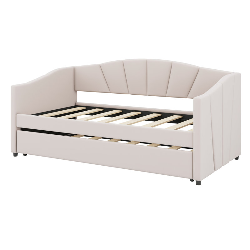 Lit de jour rembourré avec lit gigogne, Beige