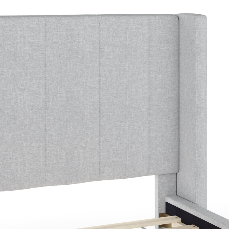 Lit plateforme tapissier Martha Stewart Kay, Gris, Double