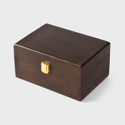 Boîte à souvenirs classique en bois d'acacia de 9 po avec loquet au fini noyer urbain, boîte de rangement décorative pour bijoux, souvenirs et décorations pour la maison