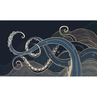 Navy Octopus Nautical Ocean Abstract Wallpaper