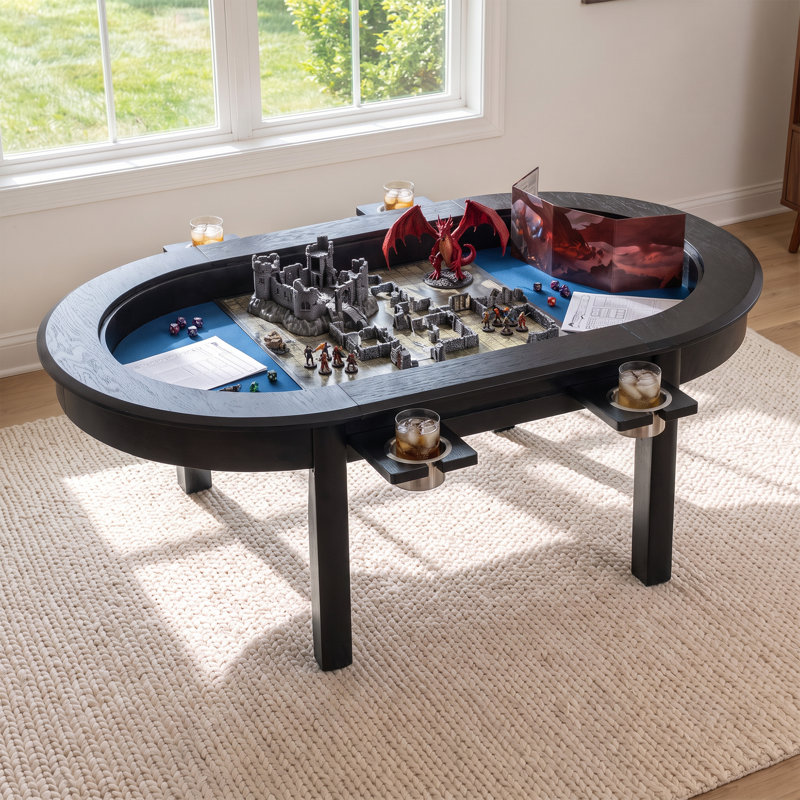Table de jeu ovale moderne en bois massif de 130 cm (51 pouces) pour casse-têtes, idéale pour une salle de jeux ou un atelier de loisirs créatifs.