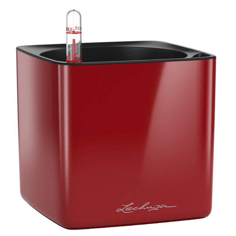 Cube Pot Planter, Scarlet Red, 16 cm H x 17 cm W x 17 cm D