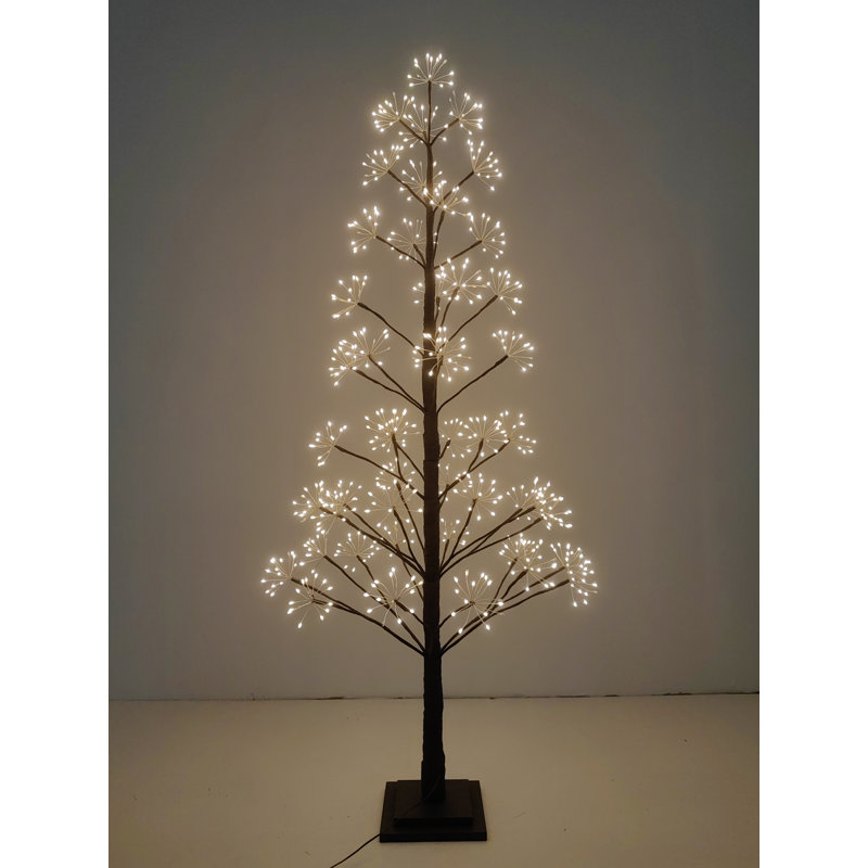 Arbre en grappe de 5 pi avec 720 DEL blanc chaud pour l'intérieur seulement, Brun