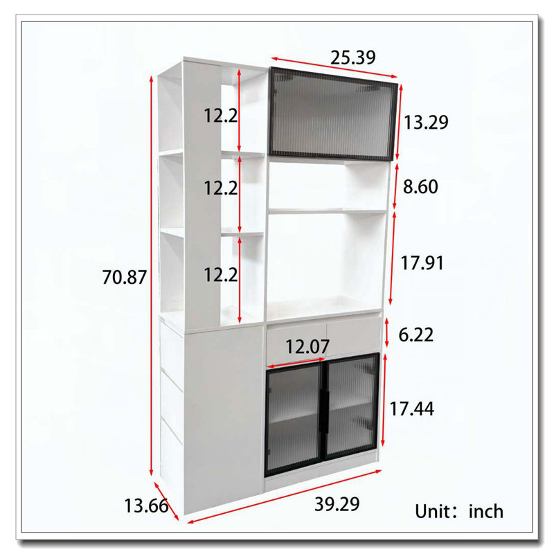 Meuble de rangement en bois, Blanc/Noir