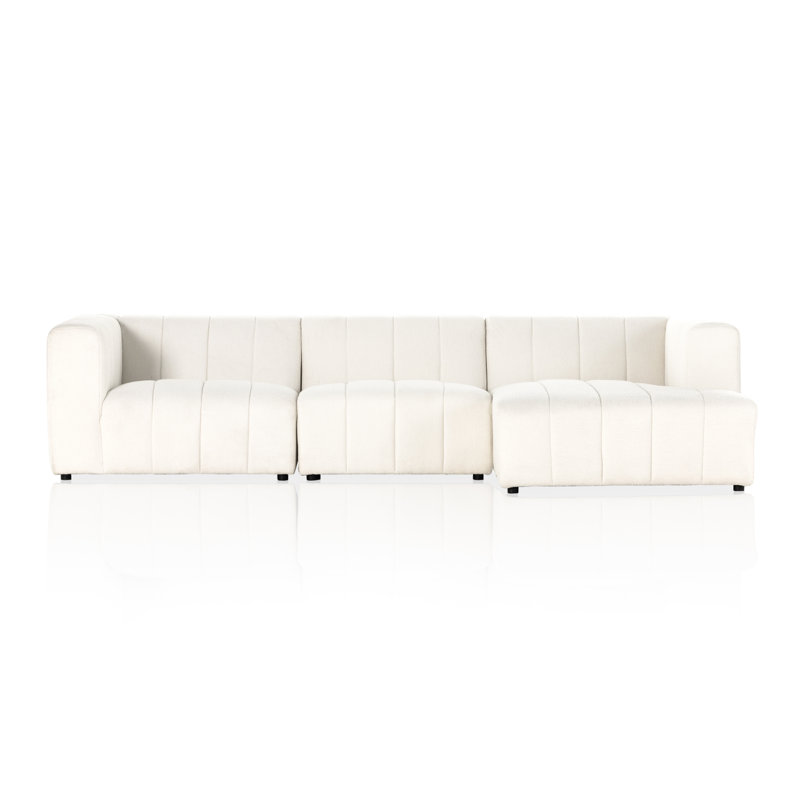 Langham Modular Chaise Sectional, Right Hand Facing, Fayette Cloud Polyester, Graphite