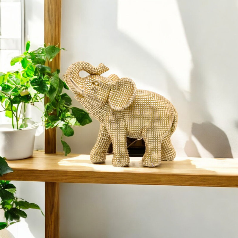 Modern Resin Polyresin Elephant Figurine with Intricate Detailing - Elegant Decorative Accent for Contemporary and Stylish Home Decor