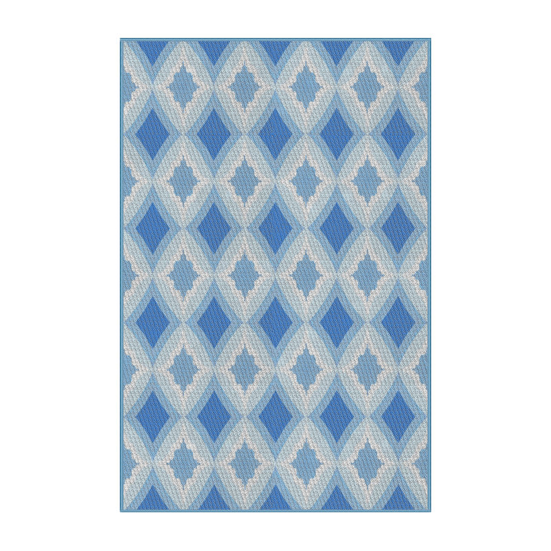 Tapis bleu ciel tissé à la machine, Rectangle 5 pi x 7 pi