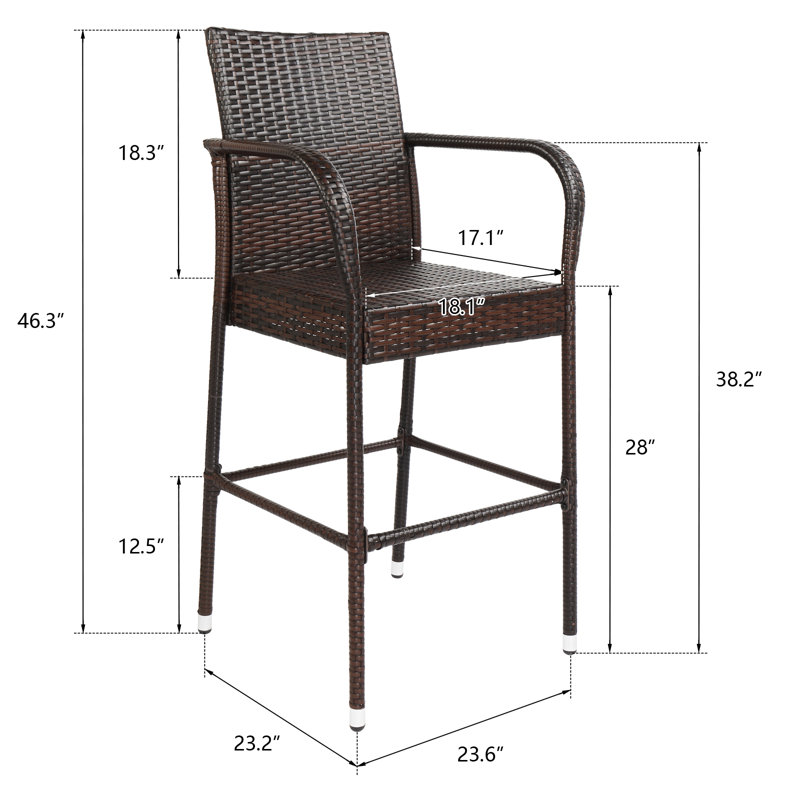 Raqwon Polyethylene (PE) Wicker Outdoor 28'' Bar Stool