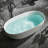 59'' Freestanding Tub Solid Surface Stone Resin Free Standing Soaking Bathtub with Overflow, Pop-up Drain, White