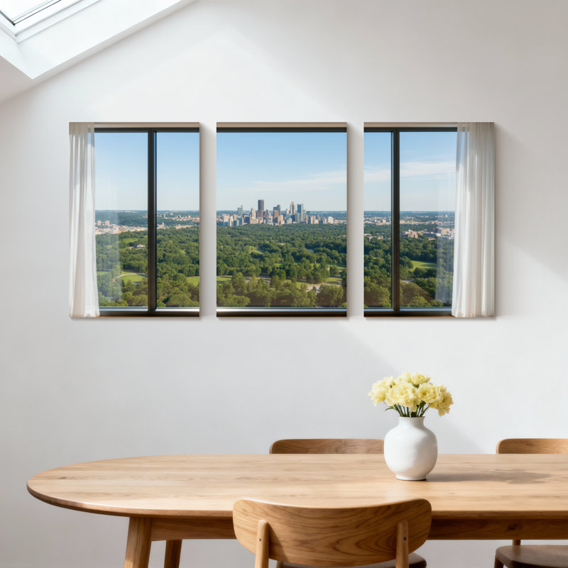 Ensemble de 3 reproductions d'art sur toile, paysage urbain et paysage urbain, H 30 po x l 60 po