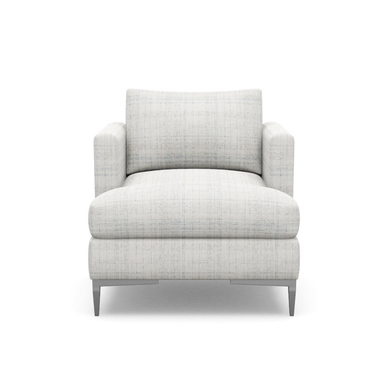 Aiden Accent Chair, Polished Stainless, Manchester Pebble