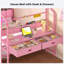 Lit plateforme double avec bureau, rangement et lumières DEL, rose-178628422-178628423