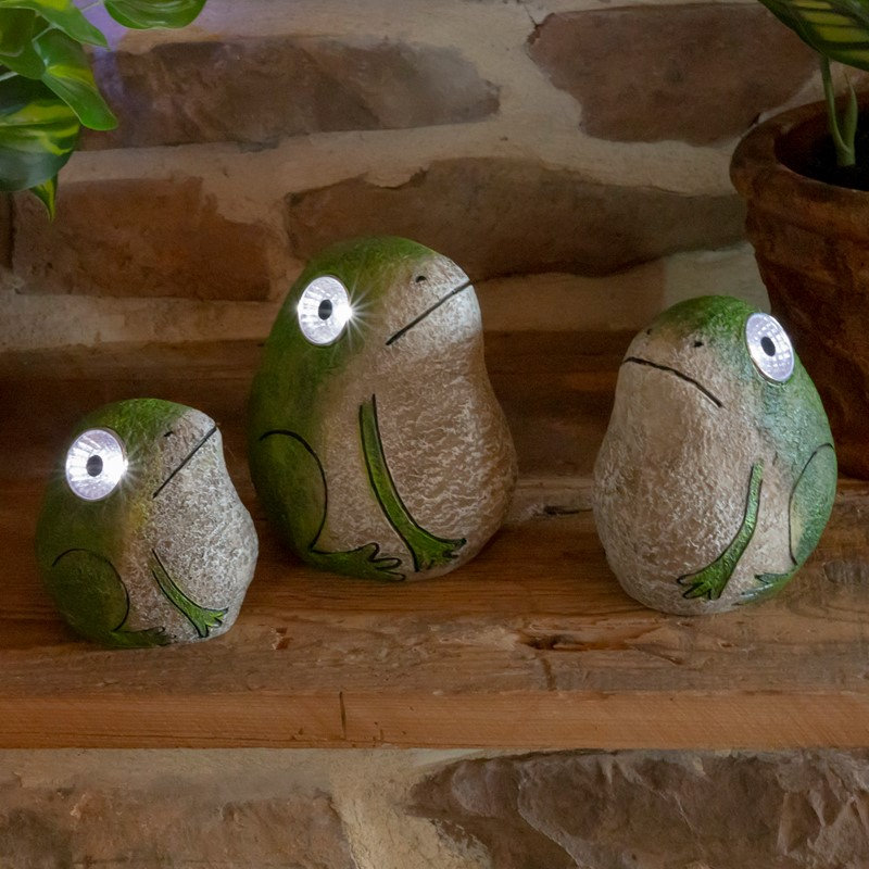 Grenouille solaire avec yeux lumineux (ensemble de 3)