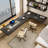 Black Solid Wood L - shaped Desk with Acrylic Base-211248212