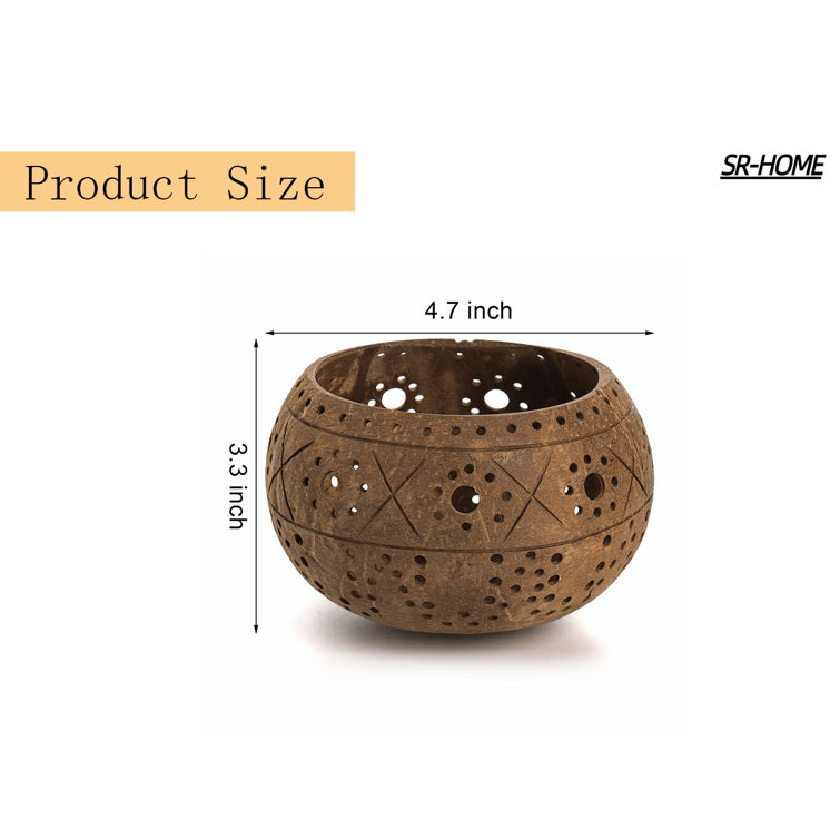 Xinwanna Handmade Storage Bowl Burr Free Multi-Purpose Natural Coconut Shell Candle Holder Bowl Home Decor , Size: Small