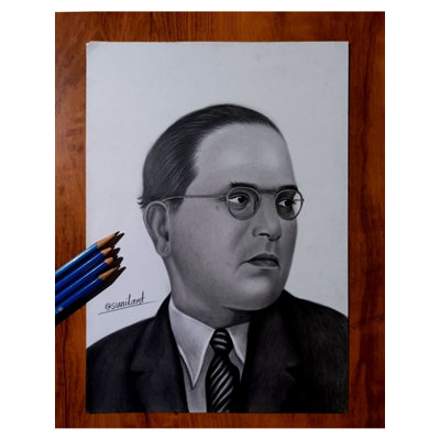 Realistic Portrait Of Dr. B. R. Ambedkar | Graphite Pencil Medium | By Sunil Kumar