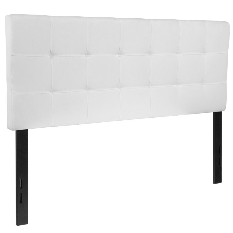 Tête de lit tapissier capitonnée Ciriaca, Double, Blanc