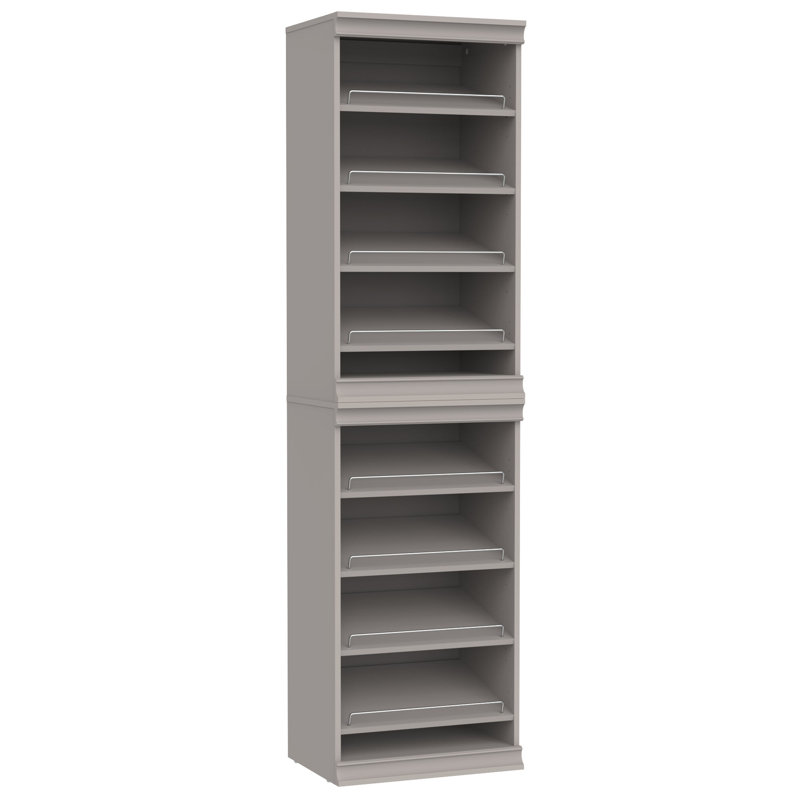Smoky Taupe Stackable 8-Shelf Wood Shoe Tower