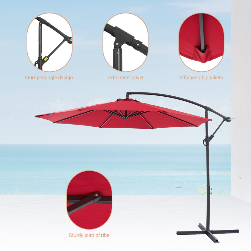 Parasol en porte-à-faux 120 po, Rouge