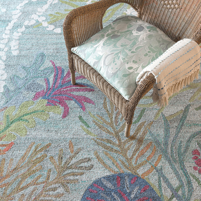 Reef Under the Sea Hand-Tufted Recycled Polyester Indoor/Outdoor Area Rug, Rectangle 5' x 8'