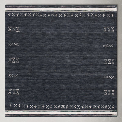 Santiago Charcoal Handmade Wool Geometric Rug