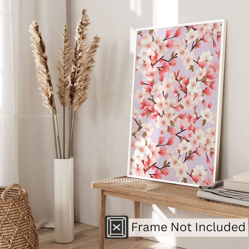 Impression florale de fleur de cerisier japonais Sakura, H 30 po x l 20 po