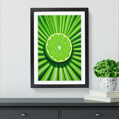 Lime Fruit Op - Single Picture Frame Print on Wood