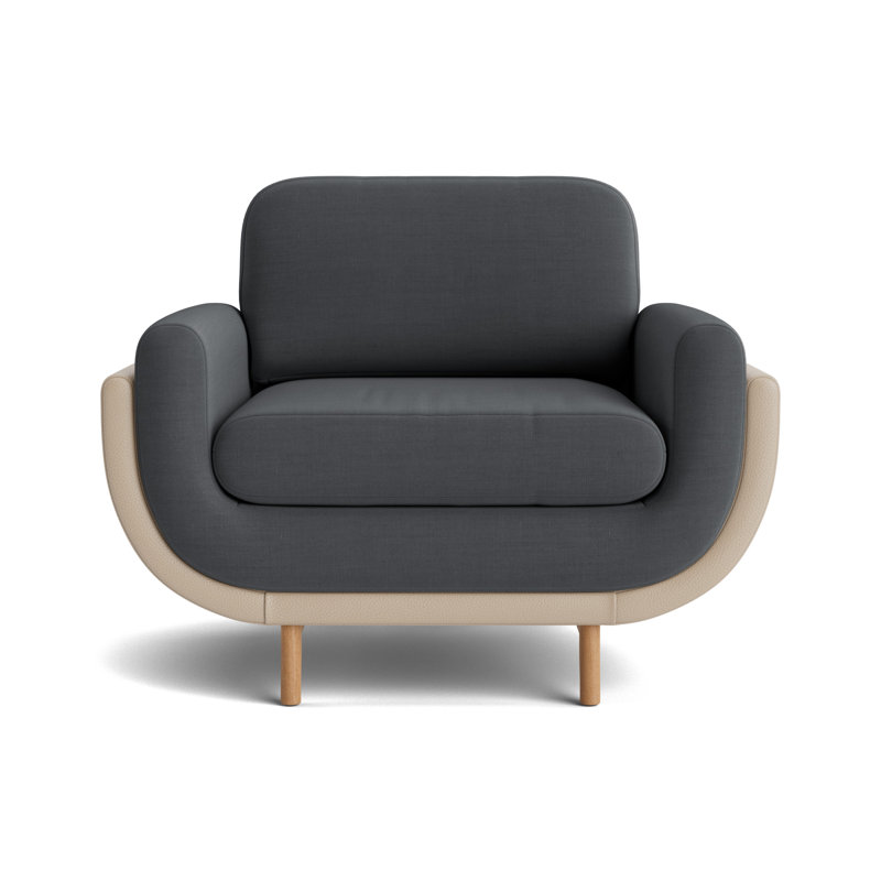 Regatta Chair, Linen - Charcoal/Greenwich Leather - Taupe, Natural