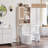 Over The Toilet Storage Cabinet With Rattan Sliding Door, 68" Tall Wood Above Toilet Bathroom Organizer W/Adjustable Shelf & Curved Profile, Space Saver Freestanding Washer Shelf-1883960693