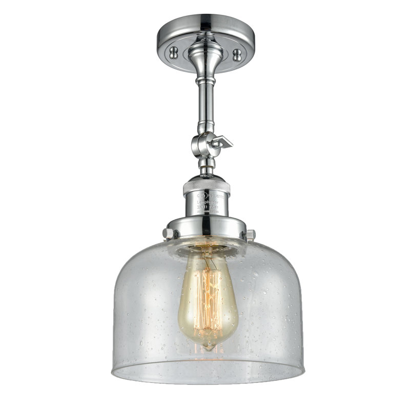 Glass Semi Flush Mount, Polished Chrome