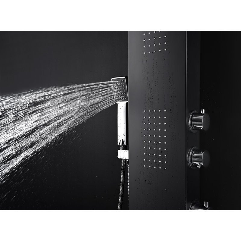 Black Aluminum 66'' Shower Panel with Rain Shower Head