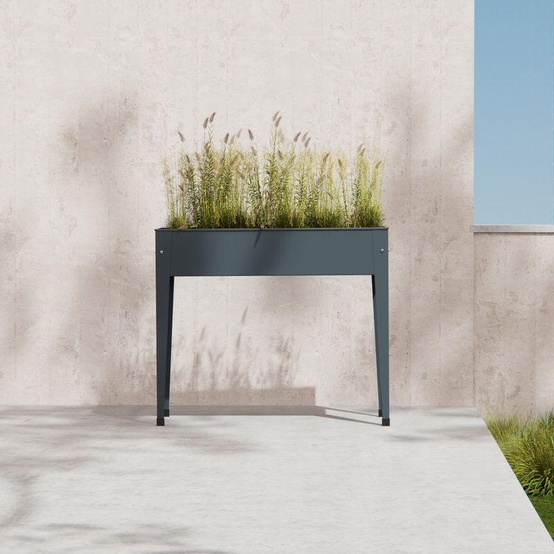 Jardinière surélevée en métal galvanisé Herstera anthracite, Anthracite