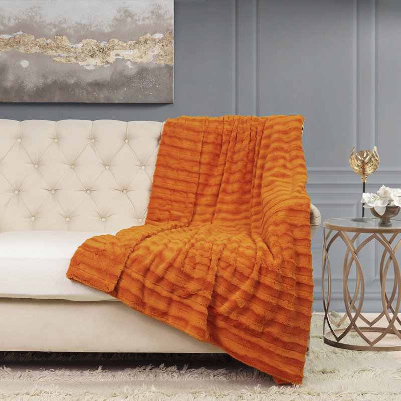 Throw Blanket, 127cm W x 152.4cm L, Burnt Orange