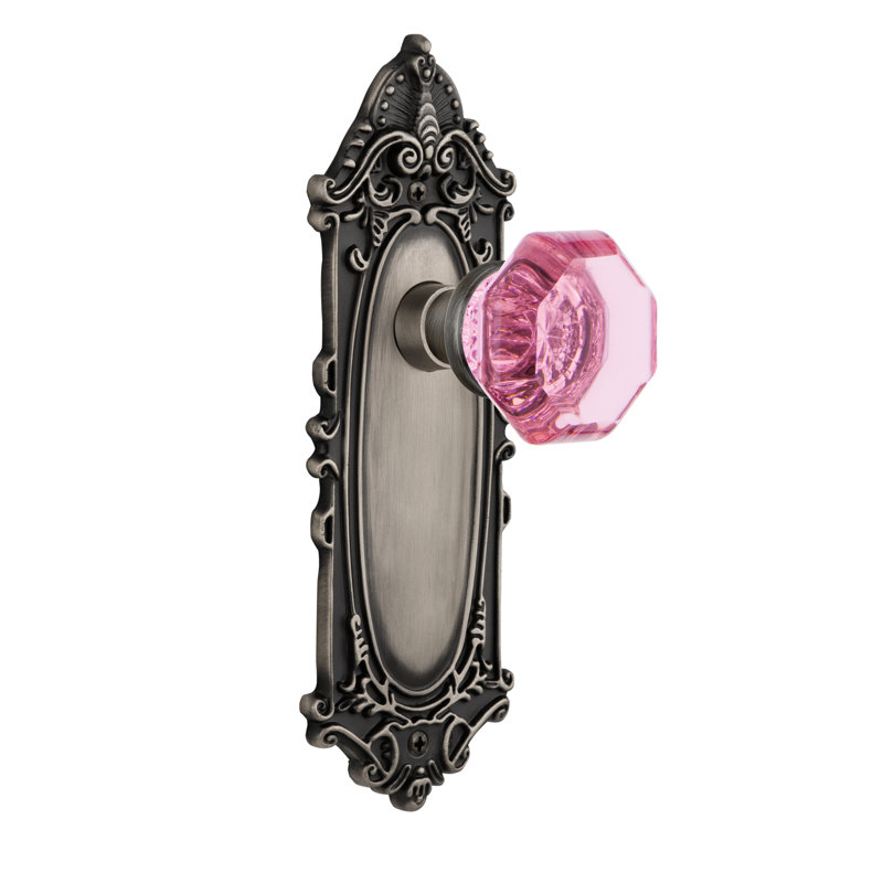 Victorian Plate with Waldorf Pink Door Knob, Antique Pewter