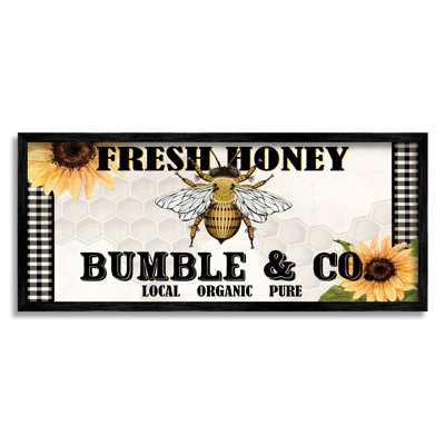 " Fresh Honey Bumble & Co. Advertisement Sunflowers Bee "