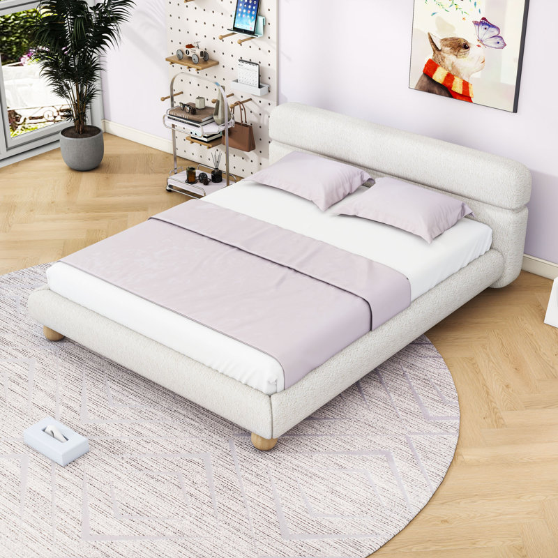 Grand lit plateforme tapissier avec tête de lit