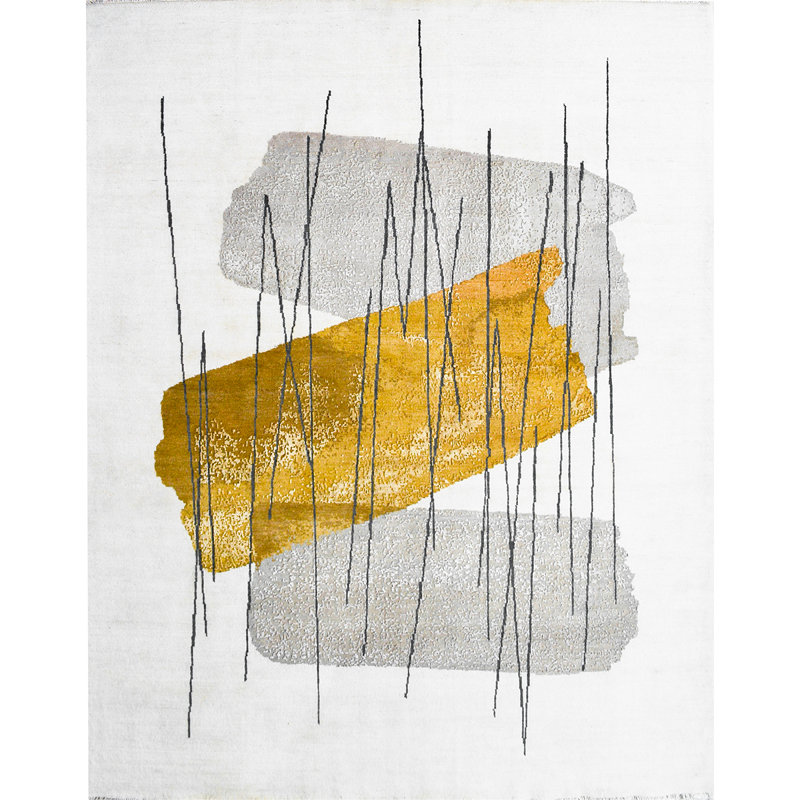 Wool Abstract Area Rug, Rectangle 9' x 12'