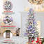 Arbre de Noël floqué avec base scintillante